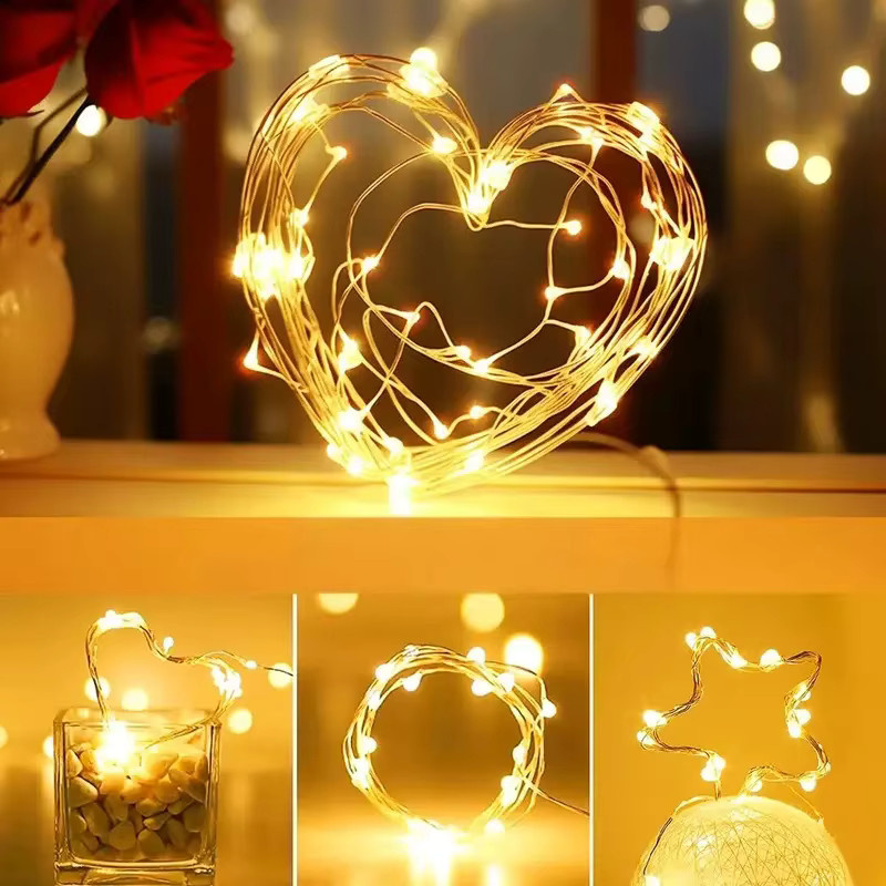OKAL RED EAST LED-Lichterkette mit Herz-Motiven in Warmweiß, USB-Betrieb, Kupferdraht für Garten und Weihnachtsdekoration - Bild 3