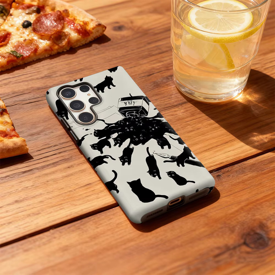 Potdemiel Handyhülle Ink Blot Cat Swarm für Samsung Galaxy S25 Ultra, S24 und S23 Ultra Plus, stoßfeste doppellagige Rückseite, Multicolour - Bild 3