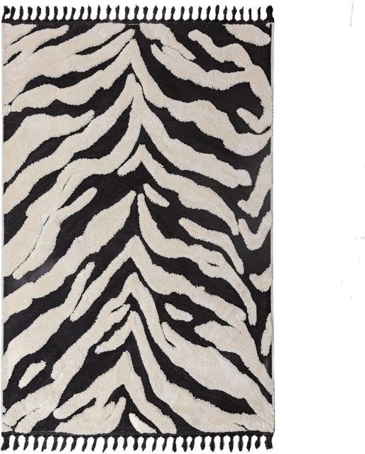 Flair Rugs Hochflorteppich Esra Zebra in Schwarz-Weiß mit Animal-Print und High-Low-Effekt, B: 300 cm, T: 200 cm - Bild 1