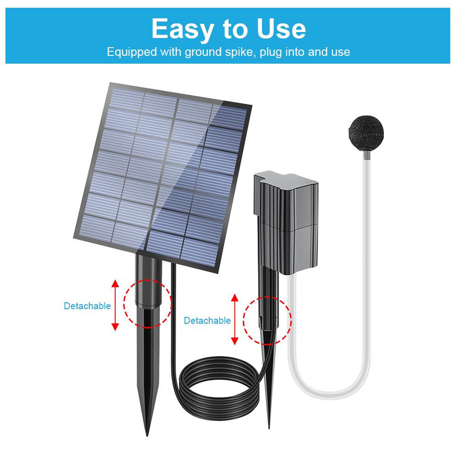Gstain Solar Teichbelüfter mit 2,5W und Sprudelstein für Teich, Aquarien und Hydroponik - Bild 2