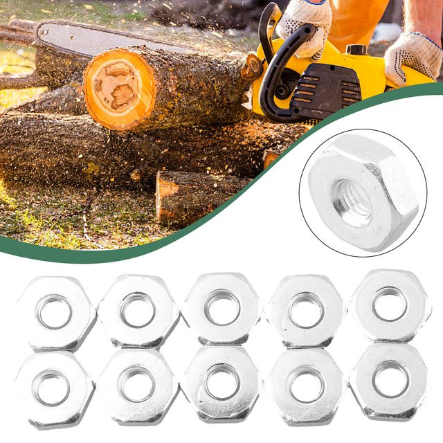 10er Set VIBRATITE M8 Führungsschienenmuttern in Silber für MS 180 250 381 361 440 660 Kettensägen mit 8mm Gewinde - Bild 1