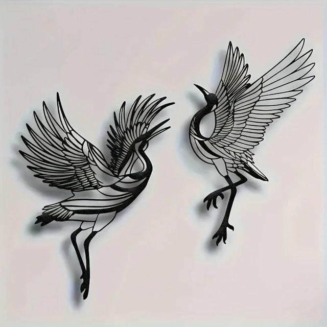 CIFBUY 2-teilige Metall-Wandkunst mit Vogelmotiven in Schwarz für moderne Dekoration - Bild 1