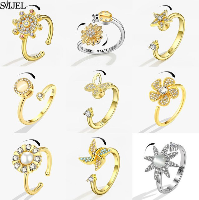 SMJEL Ring Schmetterling, Vintage, Gold, Zirkonia, Damen - Bild 1