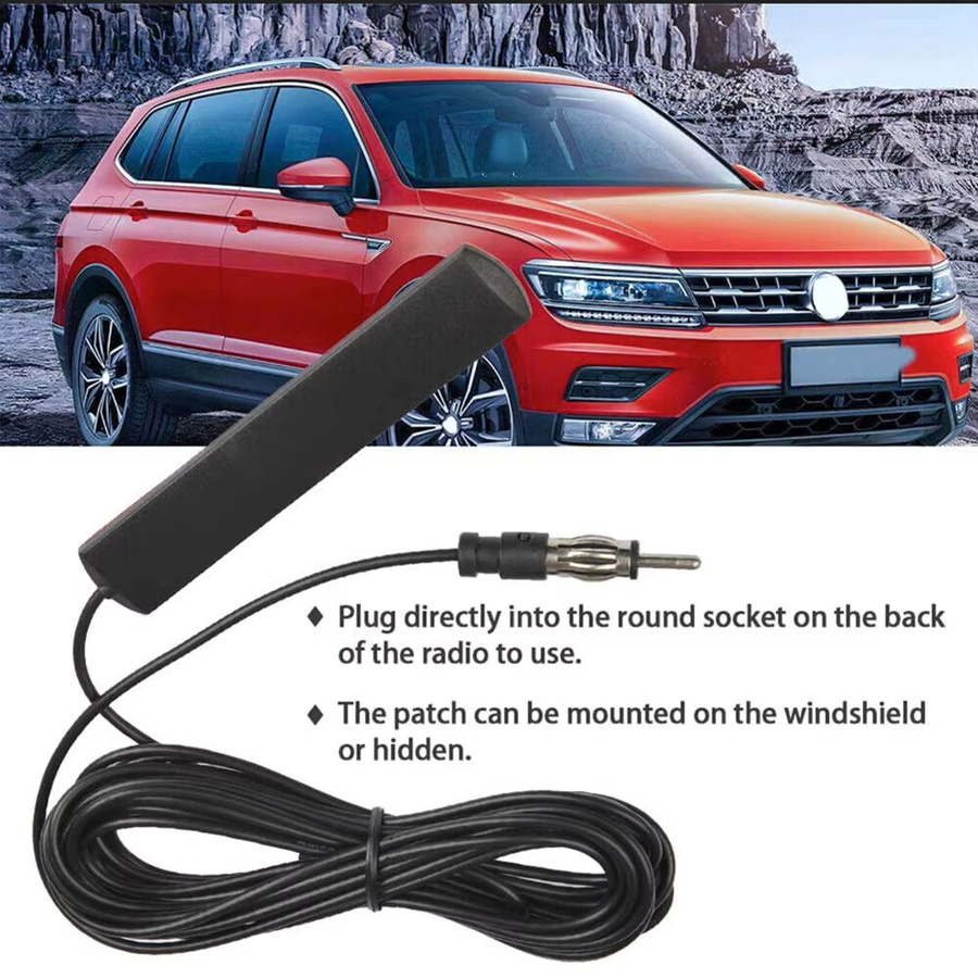 ATUOTIN Verstärkte FM Radio Antenne mit Booster für Auto LKW Motorrad und Boot, DC 5-12V, Schwarz - Bild 3