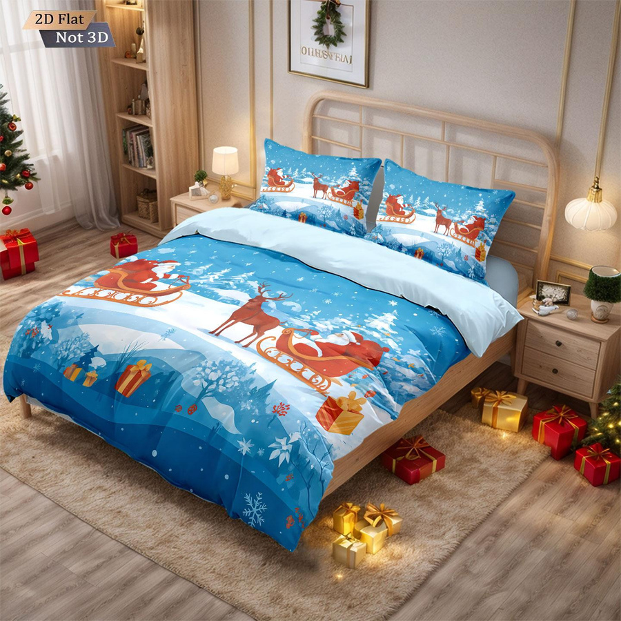 3-teiliges Bettwäscheset von Lodestar mit Weihnachtsmann-Print, Single-Set mit verstecktem Reißverschluss, B/H: 135 x 200 cm - Bild 2