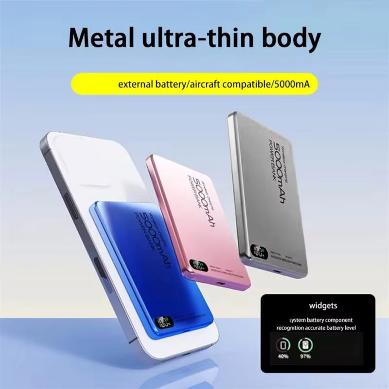 OOTDTY Magnetische kabellose Powerbank F19E mit Schnellladung, 5000 mAh, Grau - Bild 3