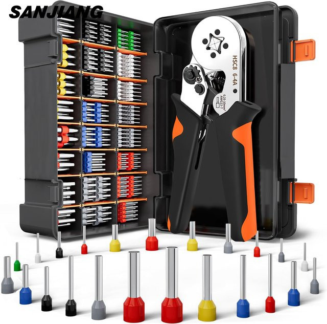 SANJIANG Mini-Elektro-Crimpzange HSC8 6-1/2-6 für Aderendhülsen und Klemmen (0,25-6mm²) - Bild 1