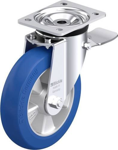 Blickle Stahlblech-Lenkrolle LK-ALBS 200K-ST-CO in Silber und Blau mit 200 mm Rad-Durchmesser und 600 kg Tragfähigkeit - Bild 1