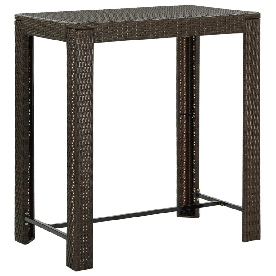 vidaXL Garten-Bartisch aus PE-Rattan und pulverbeschichtetem Stahl in Braun, B/T/H: 100 x 60,5 x 110,5 cm - Bild 2