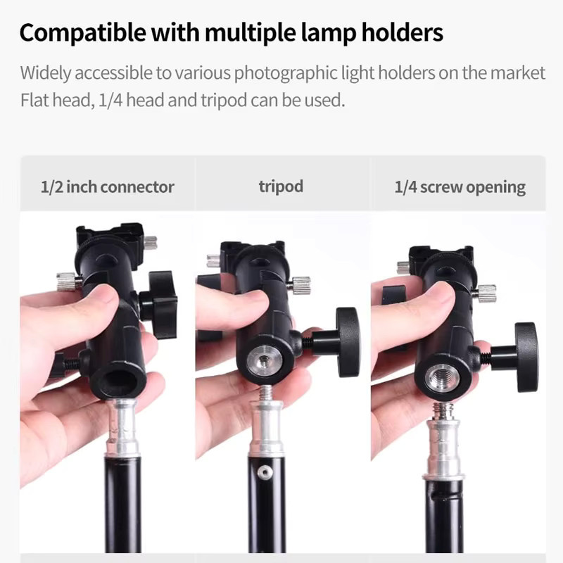 SZKOSTON Speedlite Halterung mit Schwenklicht-Ständer, Regenschirm- und Reflektorhalter für Kamera, DSLR und Studioleuchten, Schwarz - Bild 3