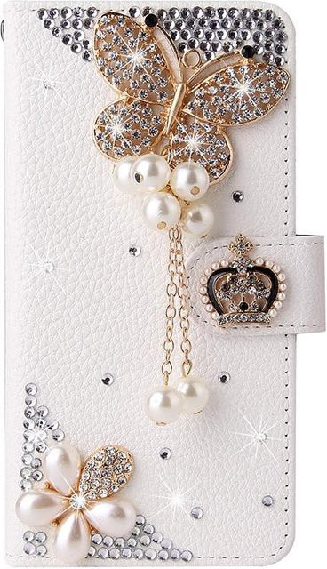 Glitzer Portemonnaie Hülle für Samsung Galaxy S26 Ultra S25 FE S24 S23 Plus S22 A35 A55 A16 A26 A36 A56 A33 A13 A14 A15 A34 A54 A17 in Weiß - Bild 1