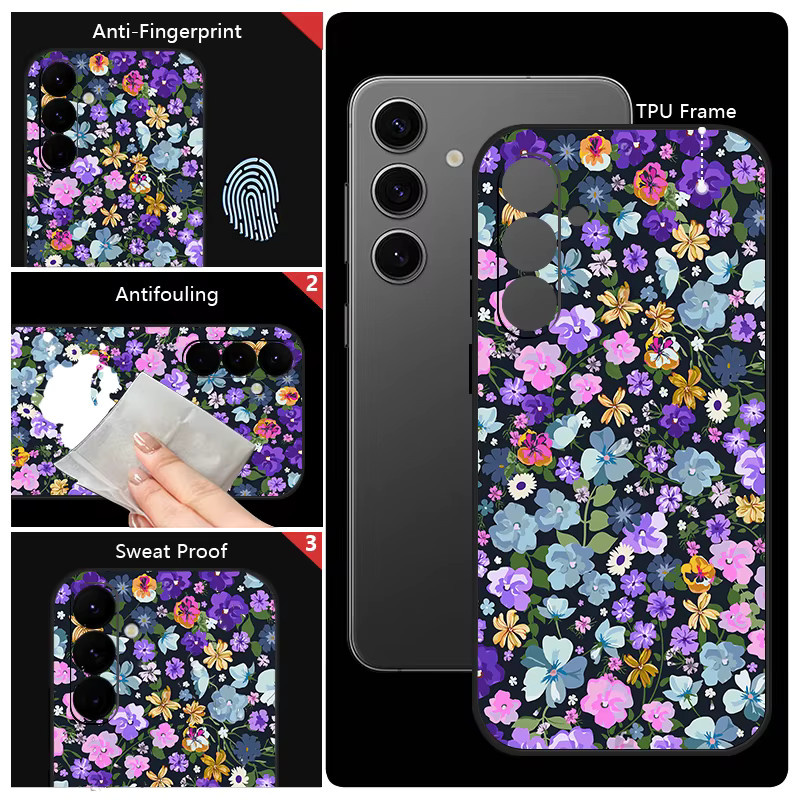 MOESOE Handyhülle mit Blumenmuster für Samsung Galaxy S25 S24 S23 S22 Ultra S26 FE A57 A17 A56 A16 A55 A15 A36 in Weiß und Multicolour - Bild 4