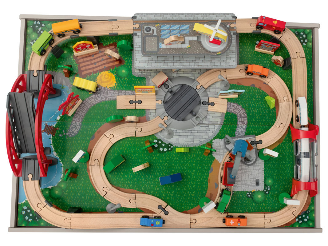 LUPILU Holzeisenbahn Spieltisch 100-teiliges Set ab 2 Jahren - Bild 3