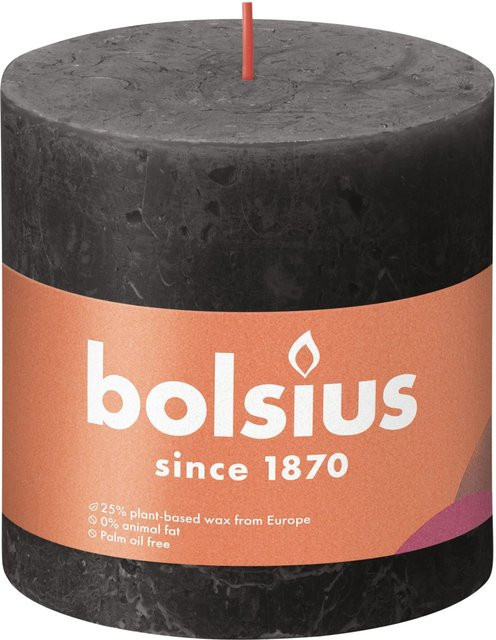 Bolsius Shine Rustik-Kerze aus pflanzlichem Wachs in Stürmischem Grau, Durchmesser: 10 cm, Höhe: 10 cm - Bild 1