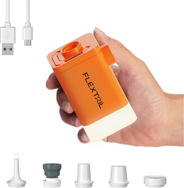 Flextail Max Pump 2 Plus Elektrische Luftpumpe mit Campinglicht und Notstromversorgung in Weiß mit 4800 mAh Akku und Doppeldruckstufe - Bild 1