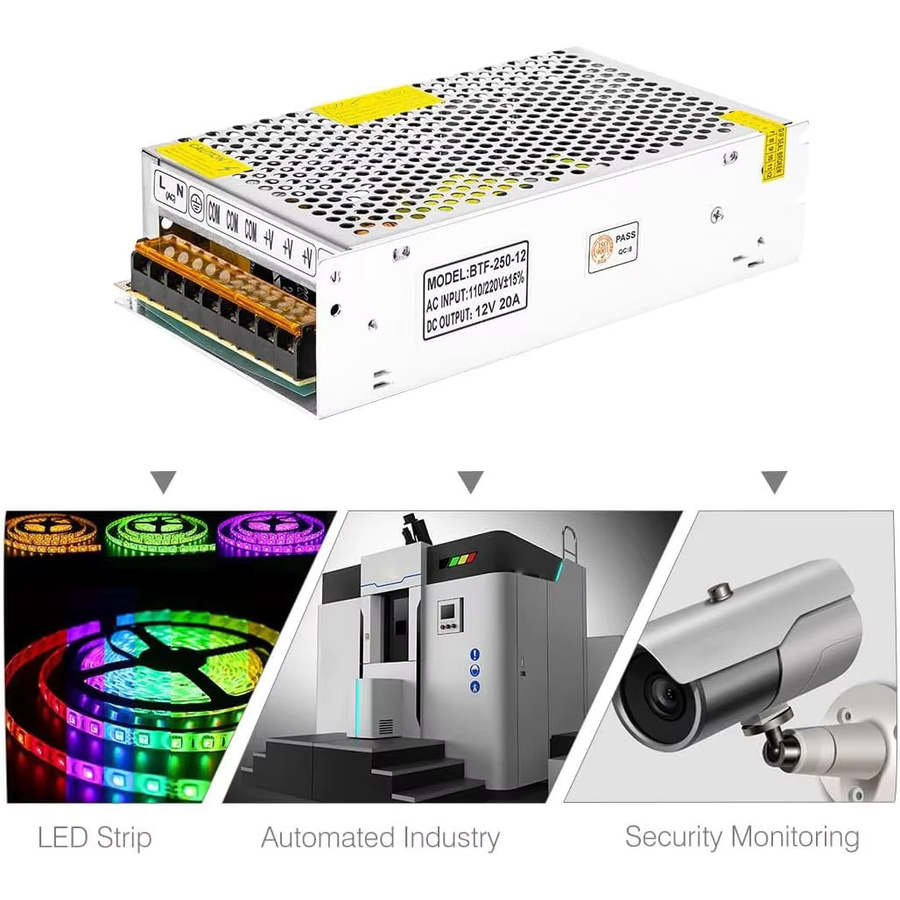 AEVYVKV Schaltnetzteil Transformator AC 220V 110V zu DC 5V 12V 24V 36V 48V in Silber für LED Streifen - Bild 4