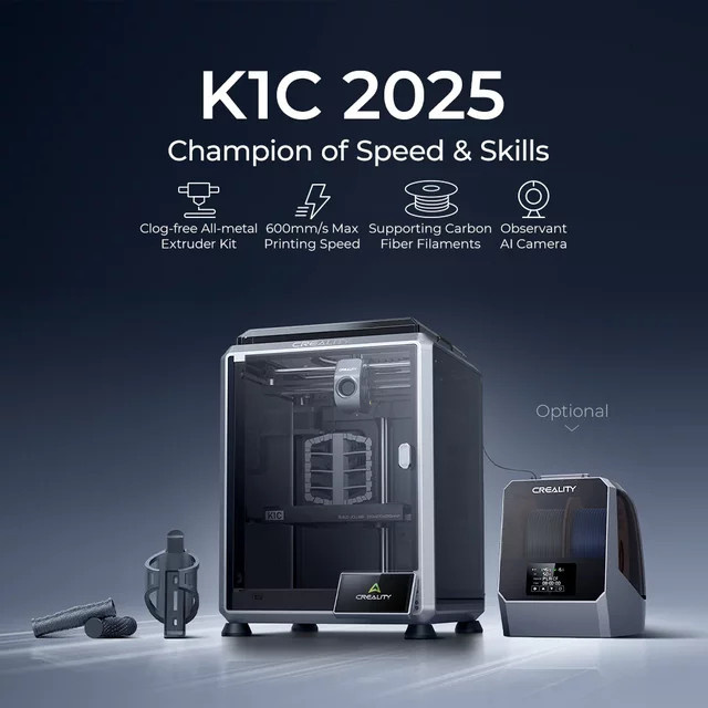 Creality K1C FDM 3D-Drucker mit KI-Kamera und verstopfungsfreiem Extruder in Schwarz - Bild 1