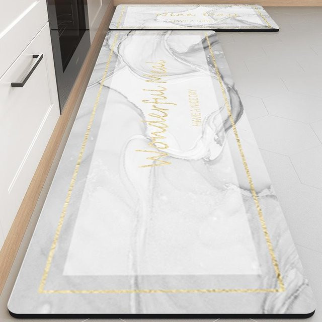 Saugfähige Kieselalgen-Schlamm-Bodenmatte von Yiran Furniture, rutschfest und schnelltrocknend, weiß, B/B: 40 x 60 cm - Bild 1