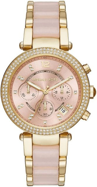 Michael Kors Armbanduhr, Chronograph, Edelstahl, Gold, Rosa, 39 mm, Damen - Bild 1