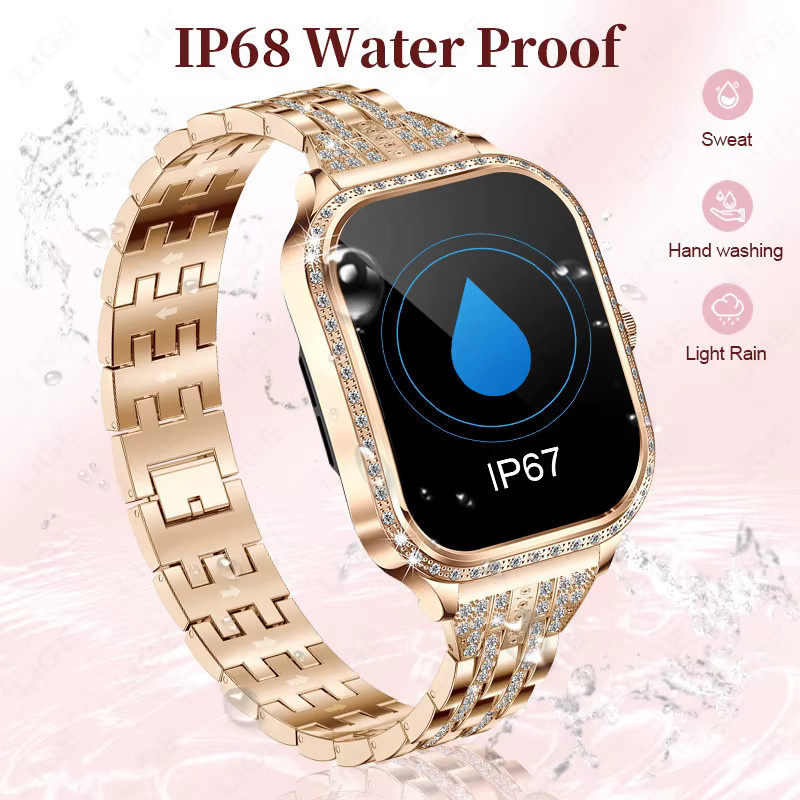 LIGE Smartwatch für Damen mit Bluetooth-Anruf, Herzfrequenzüberwachung und Wasserdichtigkeit, kompatibel mit Android und iOS, in Grau und Gold - Bild 5