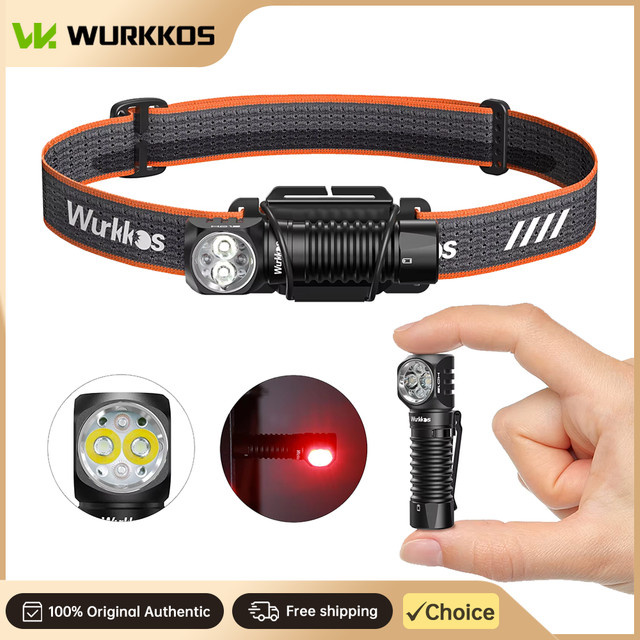Wurkkos HD12 Mini-Stirnlampe in Schwarz mit Rotlicht und USB-C wiederaufladbarem Akku für Camping und Wandern - Bild 1