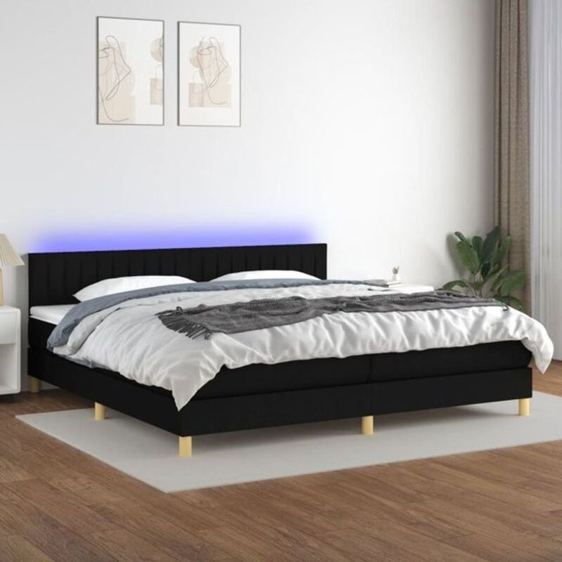 vidaxl Boxspringbett mit Matratze in Schwarz aus Stoff, B/T/H: 200 x 200 x 200 cm - Bild 1