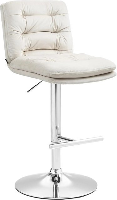 DELUKE Barhocker TURIN in Creme mit Samtbezug und Chromgestell, Drehbarer Barstuhl mit Lehne - Bild 1