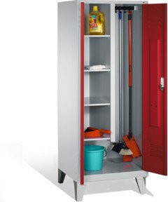 C+P Putzmittel-Spind Classic mit 2 Abteilen in Rubinrot und Lichtgrau, H: 185,0 cm, B: 81,0 cm, T: 50,0 cm - Bild 1