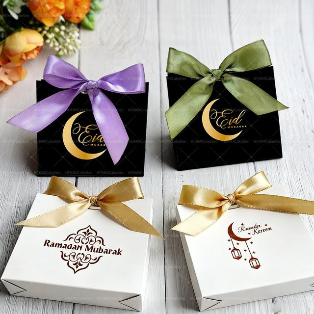 10 Stück Eid Mubarak Papier Geschenkboxen für Ramadan Kareem Süßigkeiten und Cookies in Mehrfarbig - Bild 1