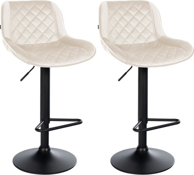 CLP Barhocker 2er Set Kasson höhenverstellbar und drehbar mit Rückenlehne und gepolsterter Sitzfläche aus Velvet in modernem Design - Bild 1