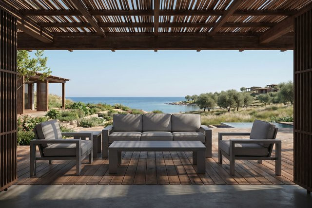 Hartman Titan Gartenlounge aus Aluminium in Anthrazit mit Lounge- und Beistelltisch sowie Auflagen - Bild 1