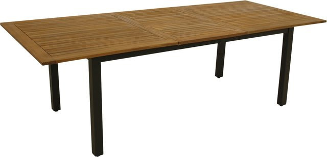 DEGAMO Ausziehtisch SARONNO aus Akazien-Hartholz und Aluminium, Farbe Anthrazit und geöltes Akazienholz, B/T: 180 bis 240 x 100 cm, FSC-zertifiziert - Bild 1