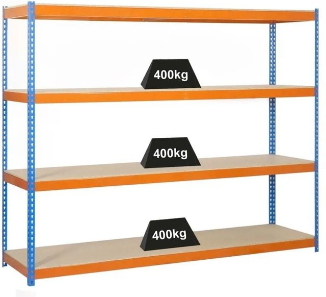 PROREGAL Schwerlastregal Big Wood Yeti Four mit 4 Fachböden, Blau-Orange, H x B x T: 200 x 150 x 45 cm - Bild 1