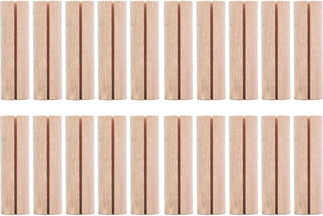 20 Stück zylindrische Holz-Kartenständer in Beige für Tischdekoration bei Hochzeiten und Partys - Bild 1