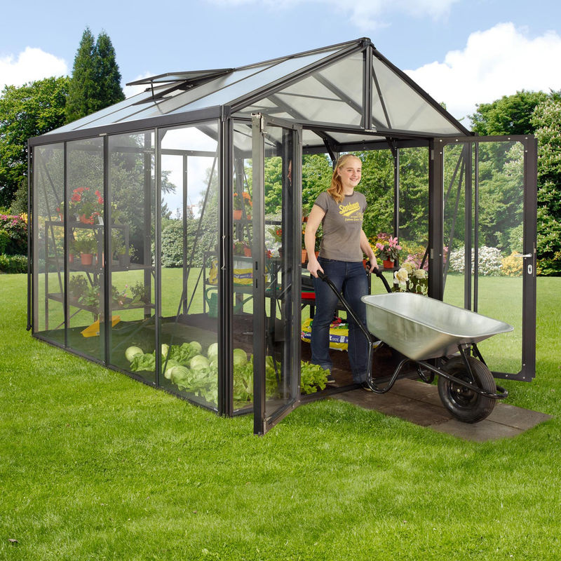 Vitavia Gewächshaus Zeus Comfort 8100 in Schwarz mit 8,1 m² Fläche, 3 mm ESG-Glas und 10 mm HKP-Profilen - Bild 4