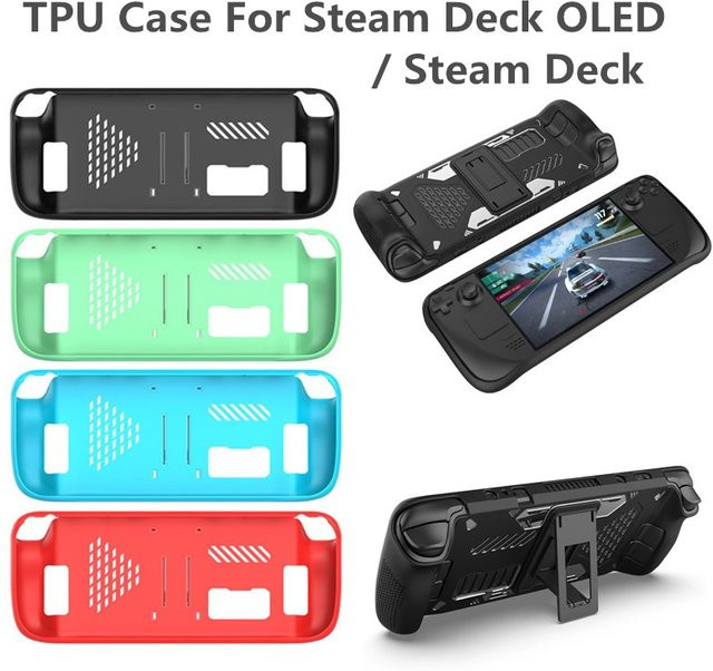 KOMIER TPU Schutzhülle für Steam Deck OLED in Blau mit integrierter Halterung - Bild 1