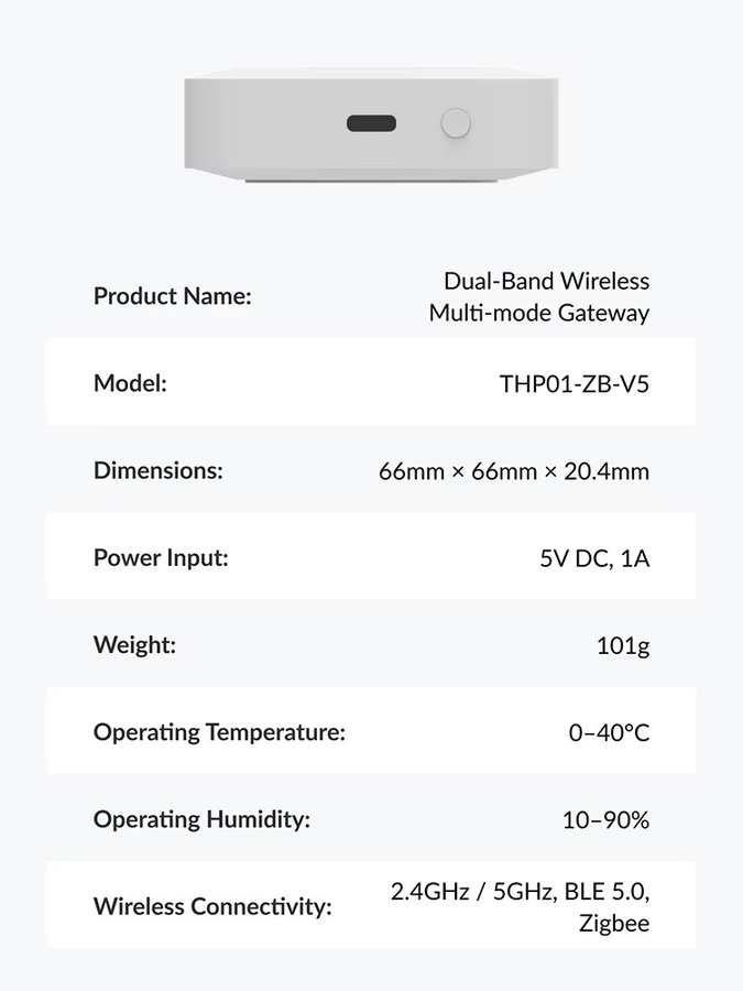 Tuya Multi-Mode Smart Home Gateway Hub mit ZigBee, Bluetooth und 2,4G/5G WLAN in Weiß zur App- und Sprachsteuerung für Alexa und Google Home - Bild 4