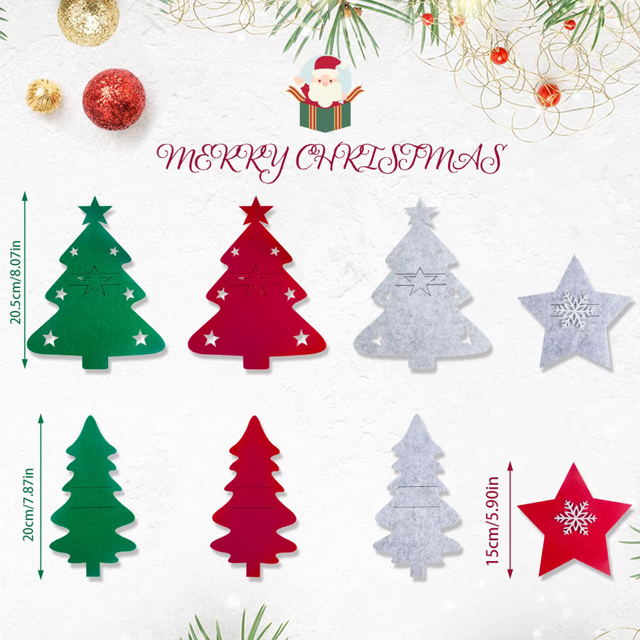 4er Set Weihnachts Bestecktaschen aus Papier in Baum- und Sternform von joy-enlife zur Tischdekoration - Bild 2