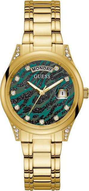 Guess Armbanduhr, Edelstahl, Gold, Grün, Diamantbesetzt, 36 mm, Damen - Bild 1