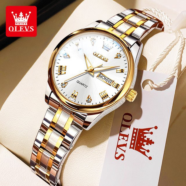 OLEVS Armbanduhr, Edelstahl, Quarz, Diamant, Damen - Bild 1