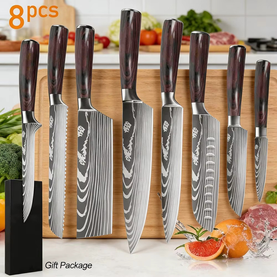 ZENG 8-teiliges professionelles Küchenmesser-Set mit Lasermuster und Geschenkbox für deine Küche - Bild 3