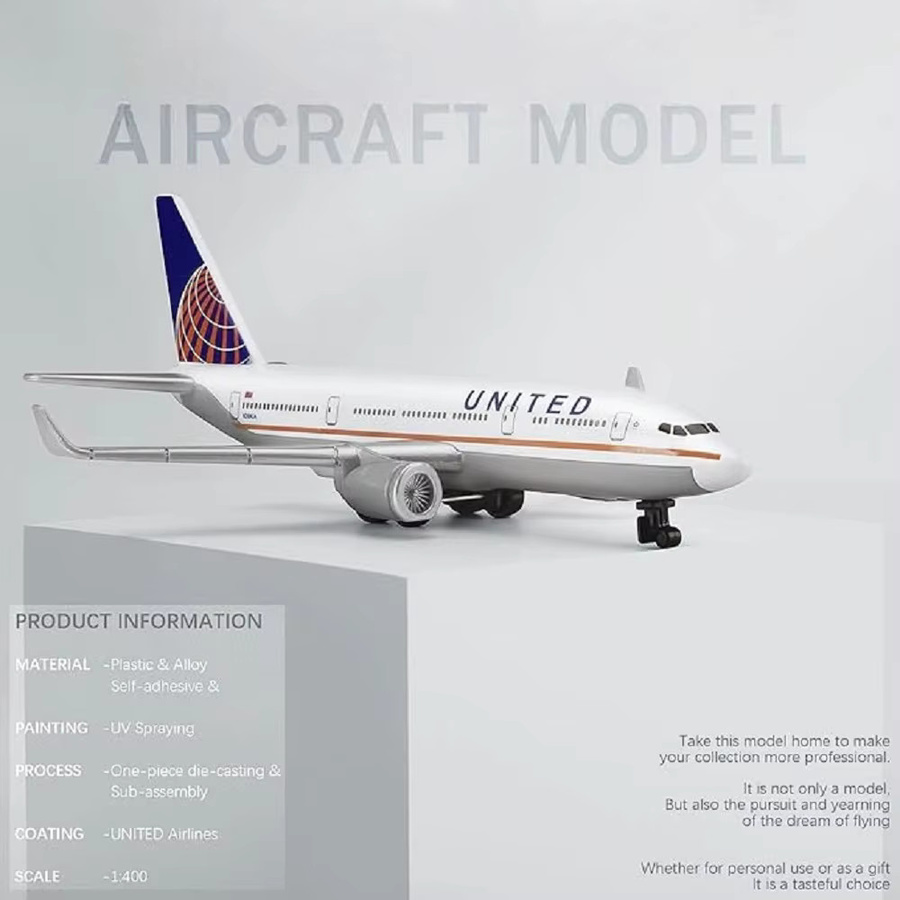 ZOCO B747 United Airlines Modell Flugzeug, Metall, Maßstab 1:400 - Bild 2
