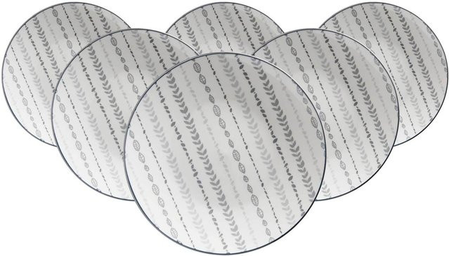 Ritzenhoff & Breker Dessertteller Sendai Ranke in Grau und Weiß, 6er Set, Durchmesser: 21 cm - Bild 1