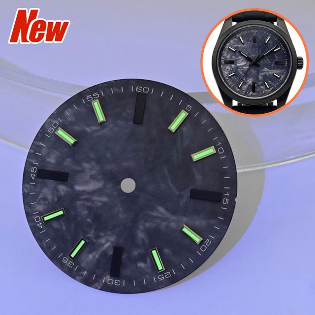 CAOWTAN Zifferblatt, schwarz, Kohlefaser-Muster, 28,5 mm, Unisex - Bild 1