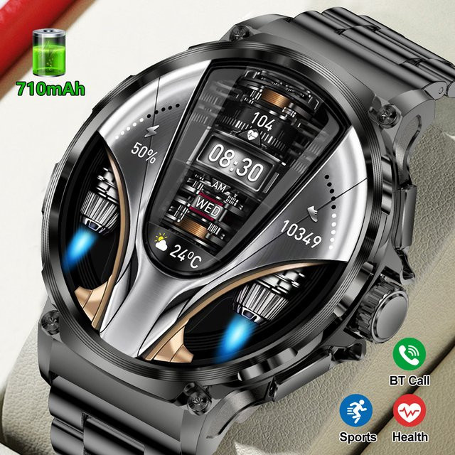 MISIRUN V69 Smartwatch für Männer mit Bluetooth Anruffunktion, 1,85 Zoll HD Bildschirm, Herzfrequenzmonitor und Multi Sport Modi, Schwarz - Bild 1