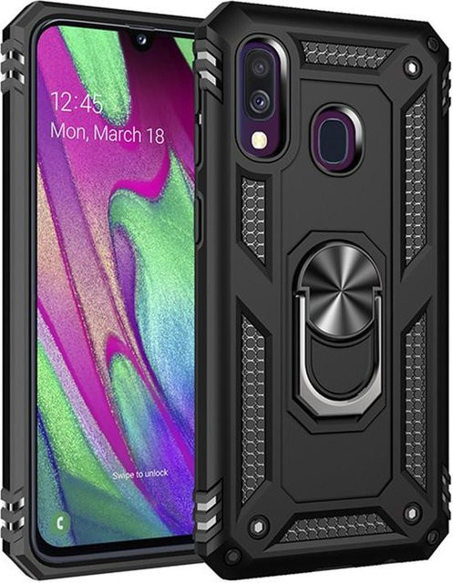 Samsung Galaxy A40 Armor Hülle Stoßfest mit Magnet Autohalterung in Schwarz - Bild 1