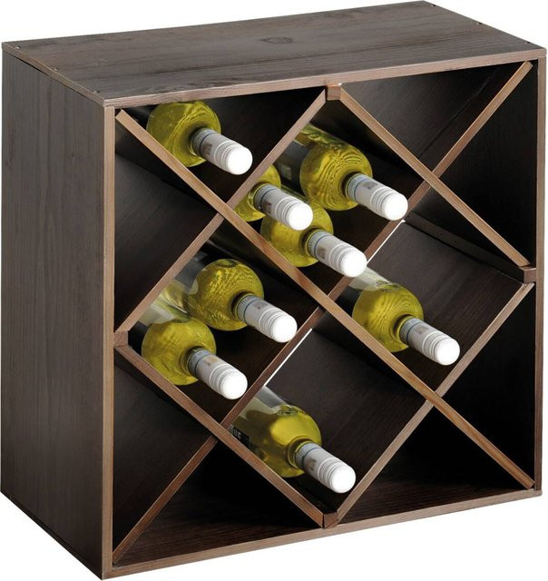 Kesper Weinregal aus Kiefernholz stapelbar, Farbe Beige/Braun, B/H: 25 x 50 cm - Bild 1