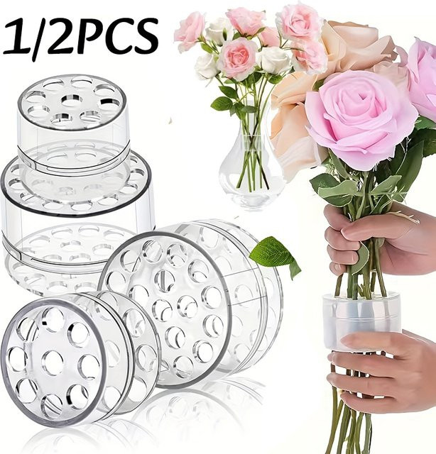 YOCITY Spiralvase Blumenarrangierer aus transparentem Kunststoff als unsichtbarer Ikebana-Stielhalter für dein DIY-Blumenarrangement - Bild 1