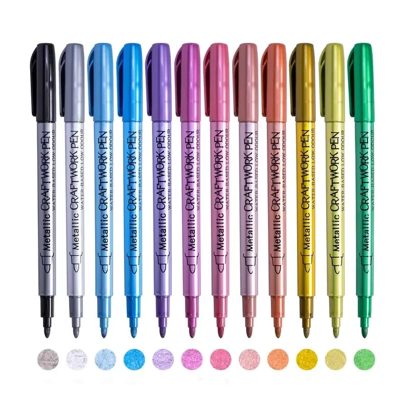 12 Farben Metallic-Markierungsstifte Set, permanente Kunstmarker für Manga, Basteln und DIY in Multicolor - Bild 5
