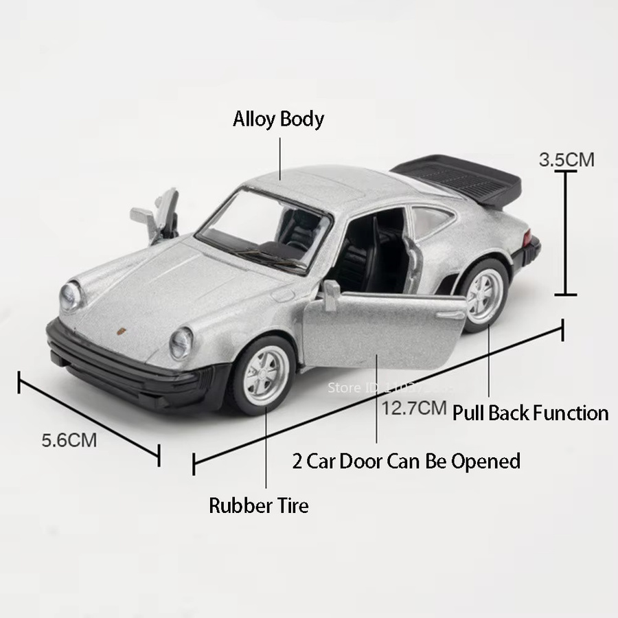 MAKEDA Porsche 911 Turbo 1978, Spielzeugauto, 1:36, Metall, Türen geöffnet - Bild 2